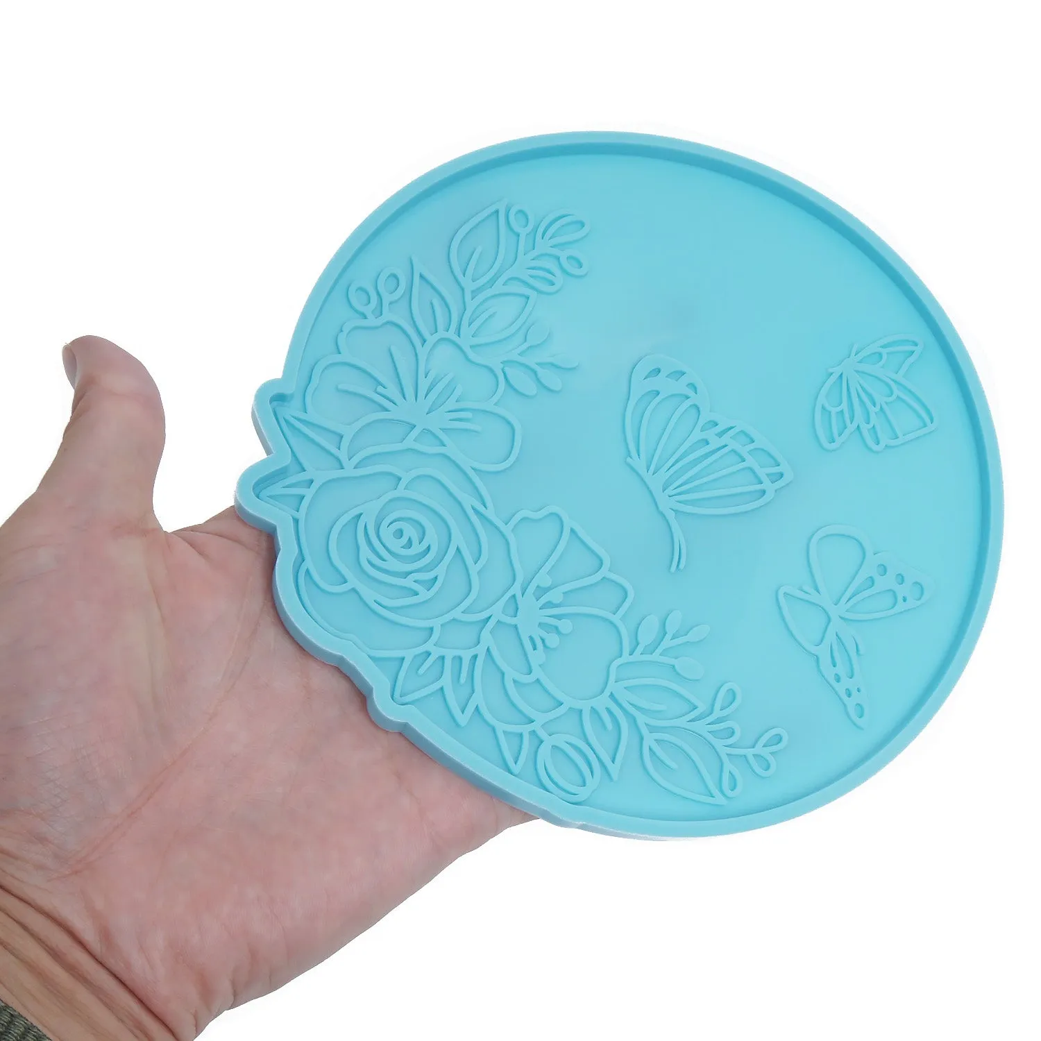 1 piece Silicone Butterfly/Flower Table Mat Mold DIY Coaster Mold Shiny Resin Mold For Home Decoration 10385650