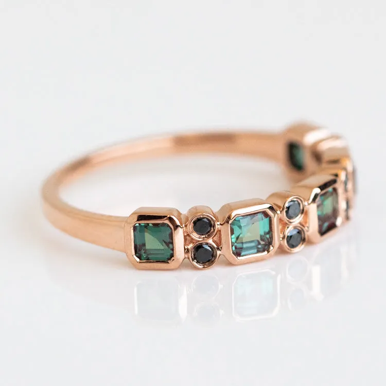 10kt Rose Gold Alexandrite & Black Diamond Juniper Ring