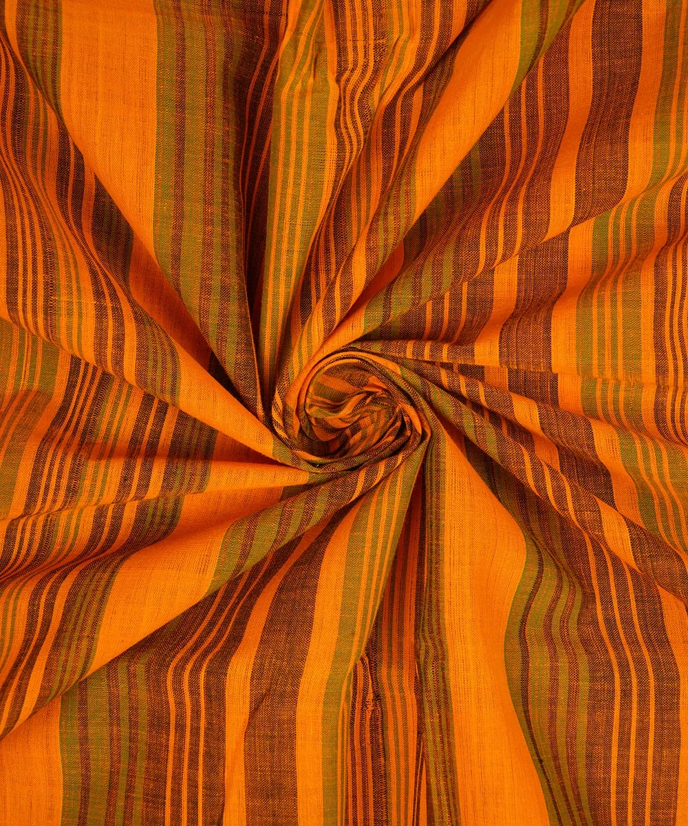 1.1m Yellow green handwoven stripe cotton mangalagiri material