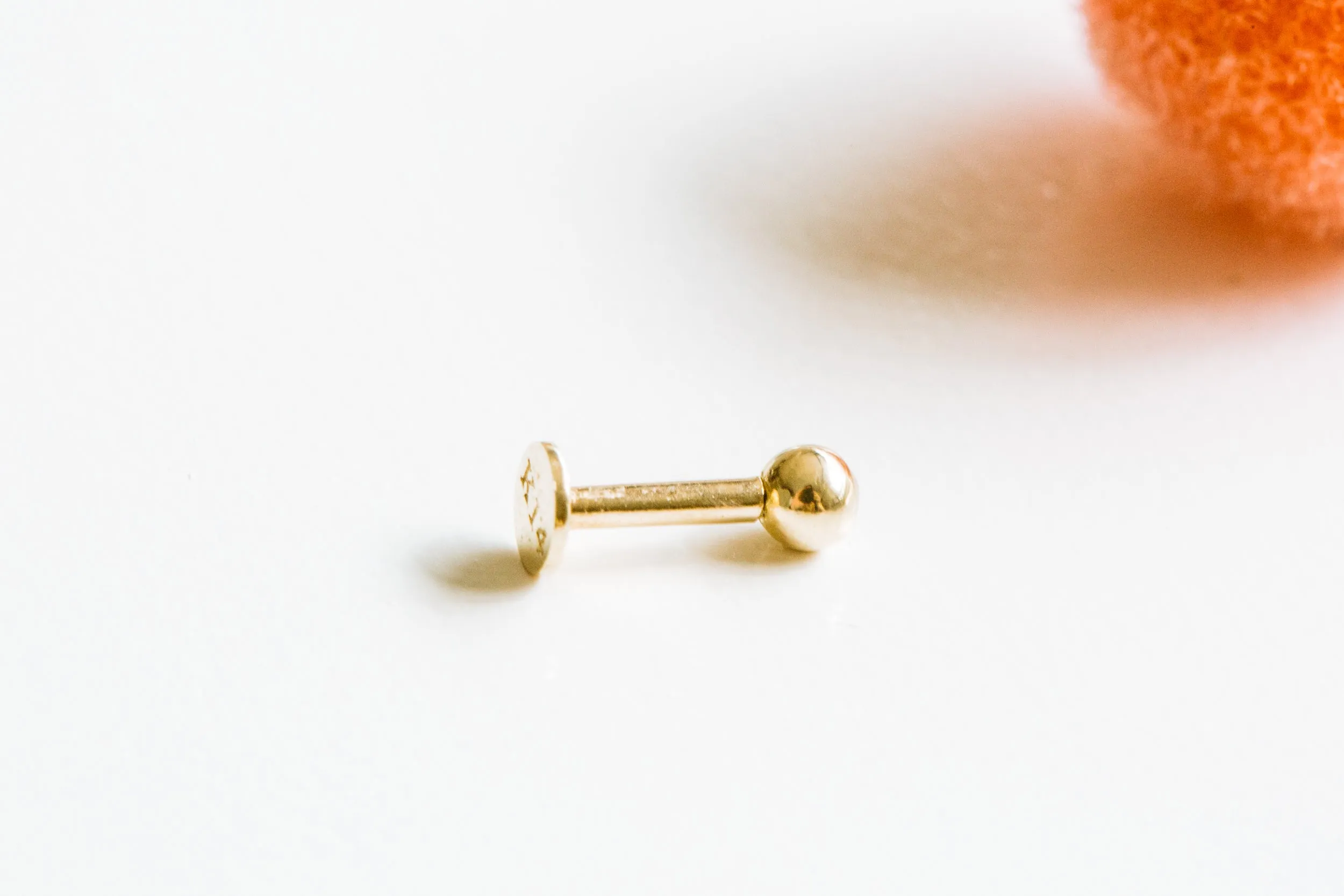 14k Gold Cartilage Ball Internally Internal Threaded Labret