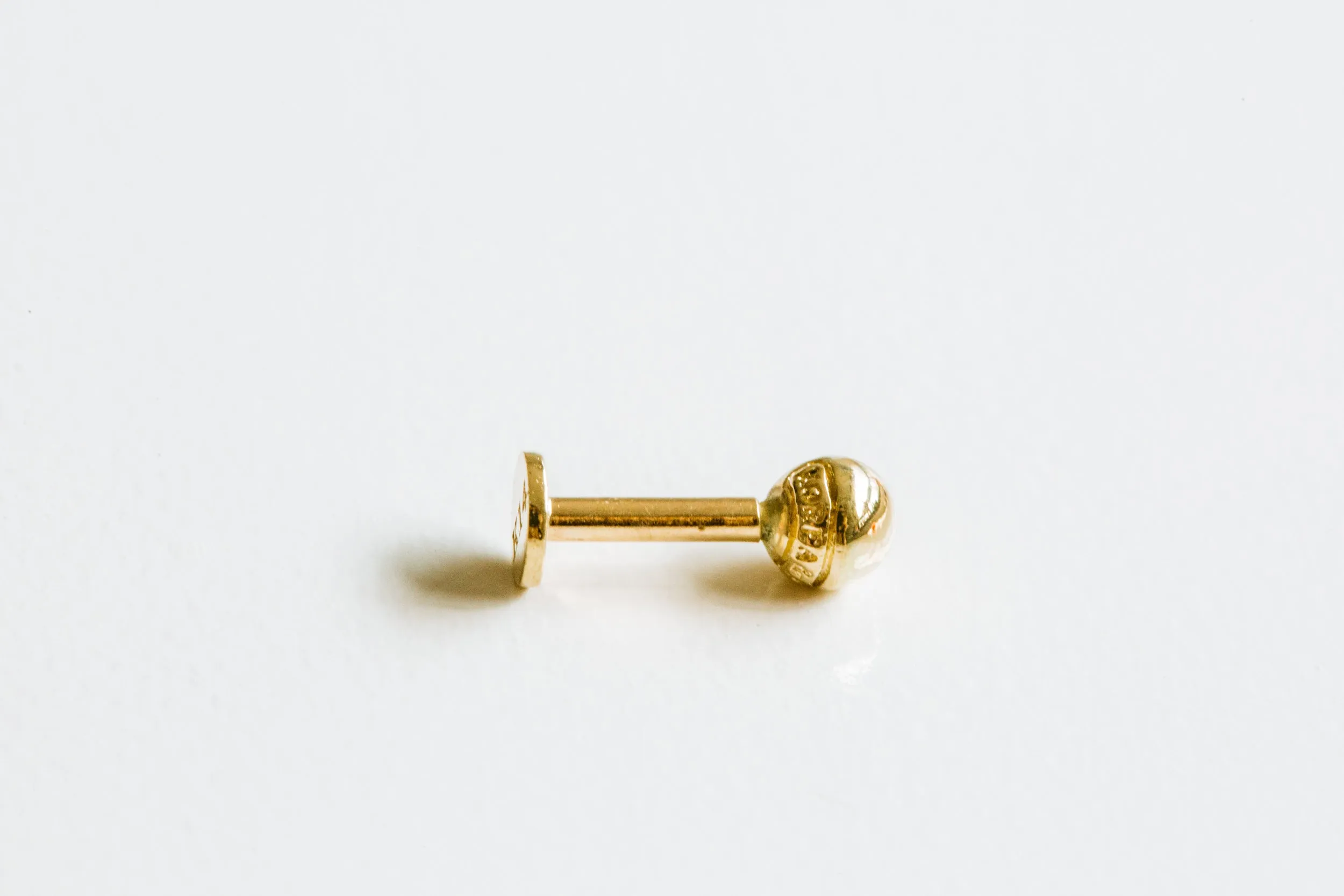 14k Gold Cartilage Ball Internally Internal Threaded Labret