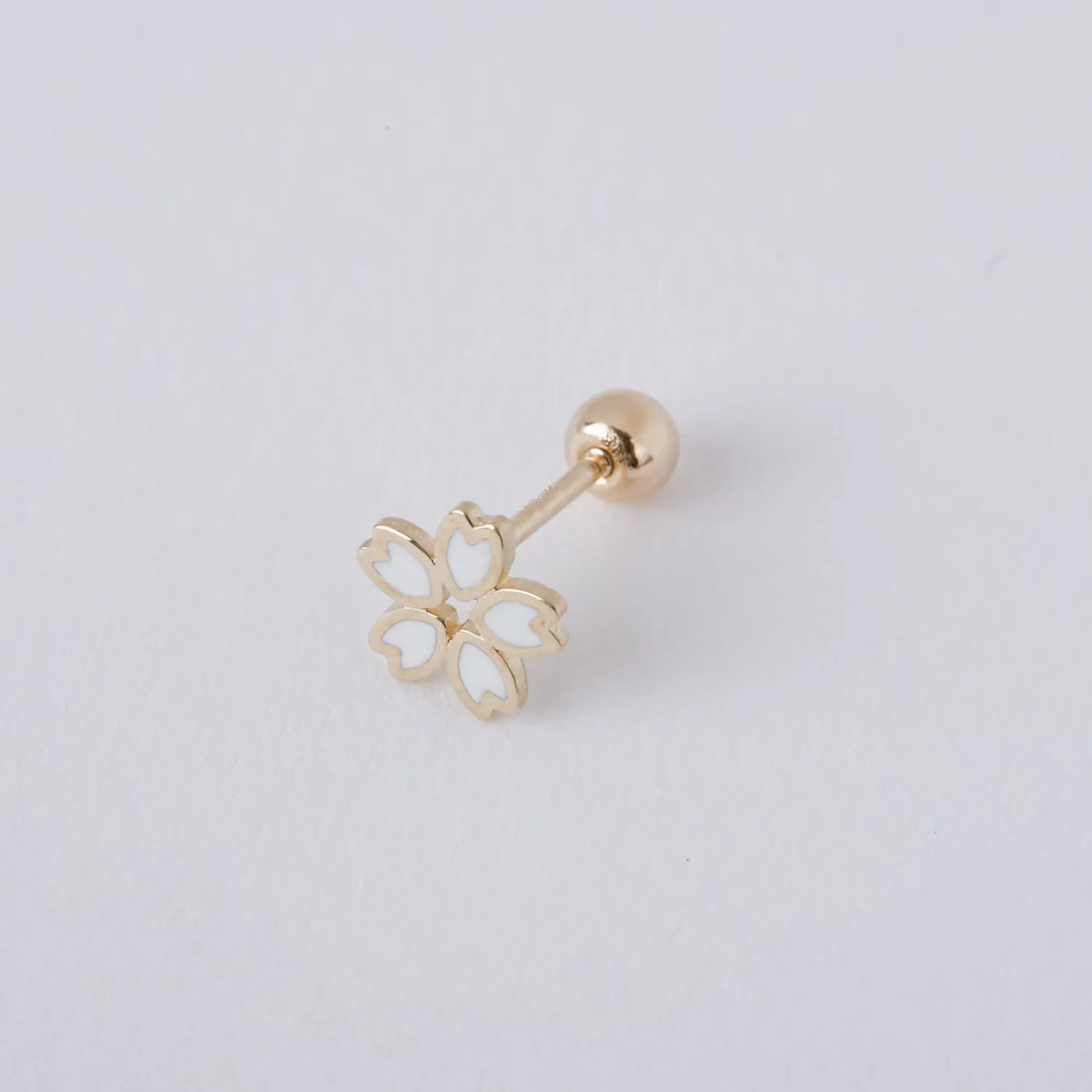 14k Gold Cherry Blossom Flower Tragus Cartilage Helix Lobe Barbell Ear Stud Piercing