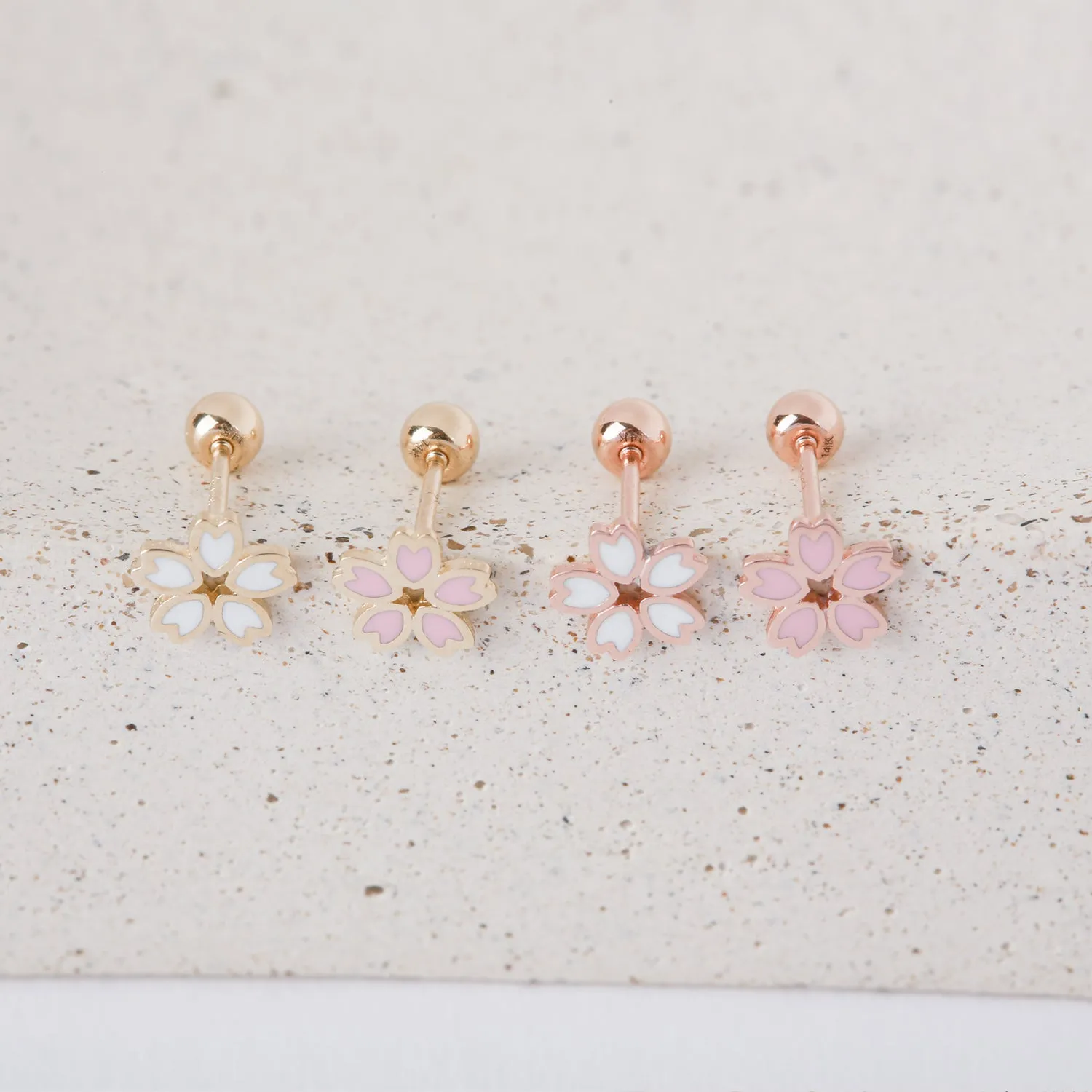 14k Gold Cherry Blossom Flower Tragus Cartilage Helix Lobe Barbell Ear Stud Piercing