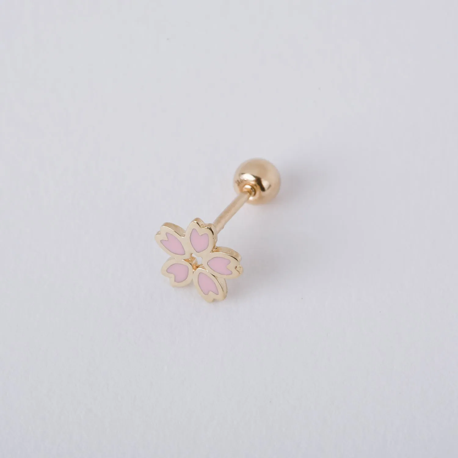 14k Gold Cherry Blossom Flower Tragus Cartilage Helix Lobe Barbell Ear Stud Piercing