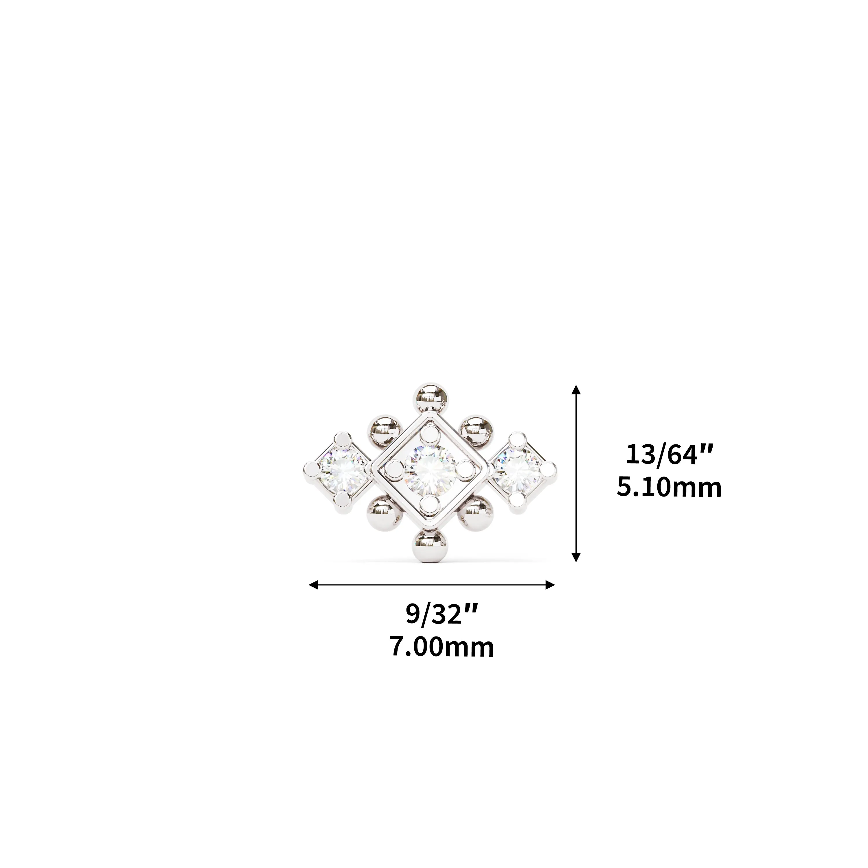 14K Gold Diamond Beaded Geometric Stud