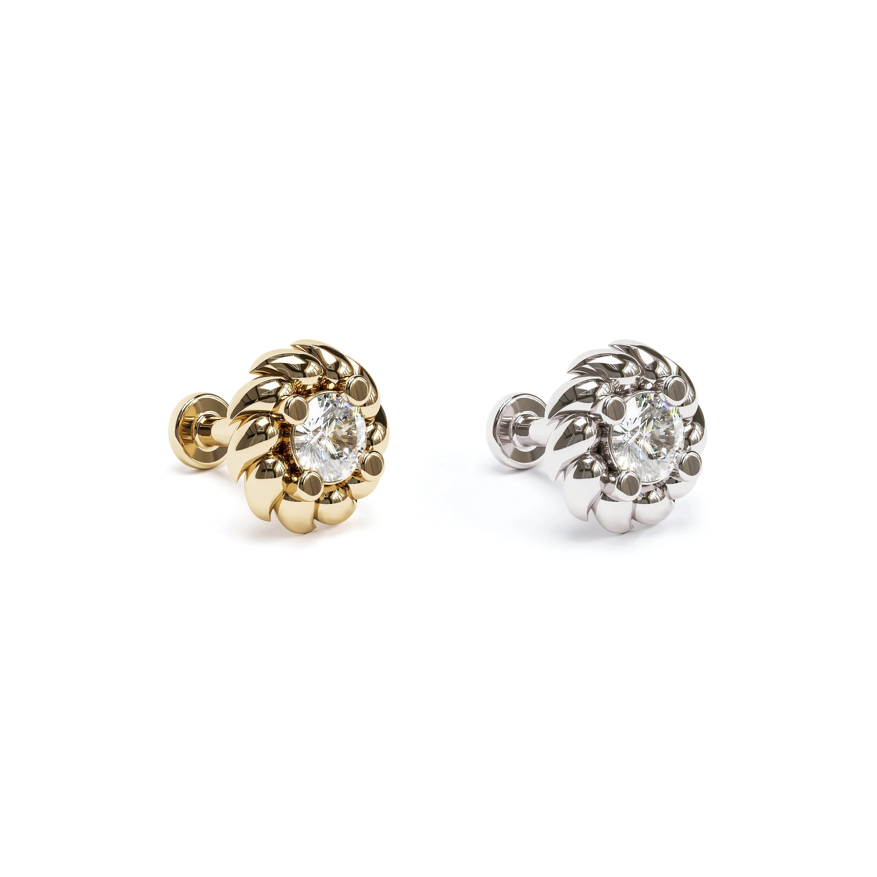 14K Gold Diamond Labret Stud