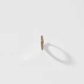 14KT GOLD 10MM PAVE DIAMOND HUGGIE HOOP EARRING