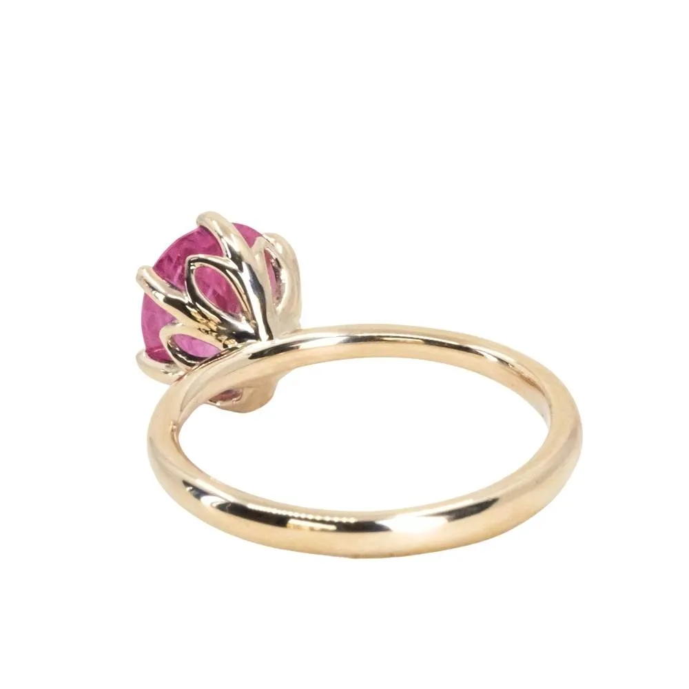 1.75ct Mozambique Pink Oval Sapphire Lotus Solitaire in 14k Yellow Gold