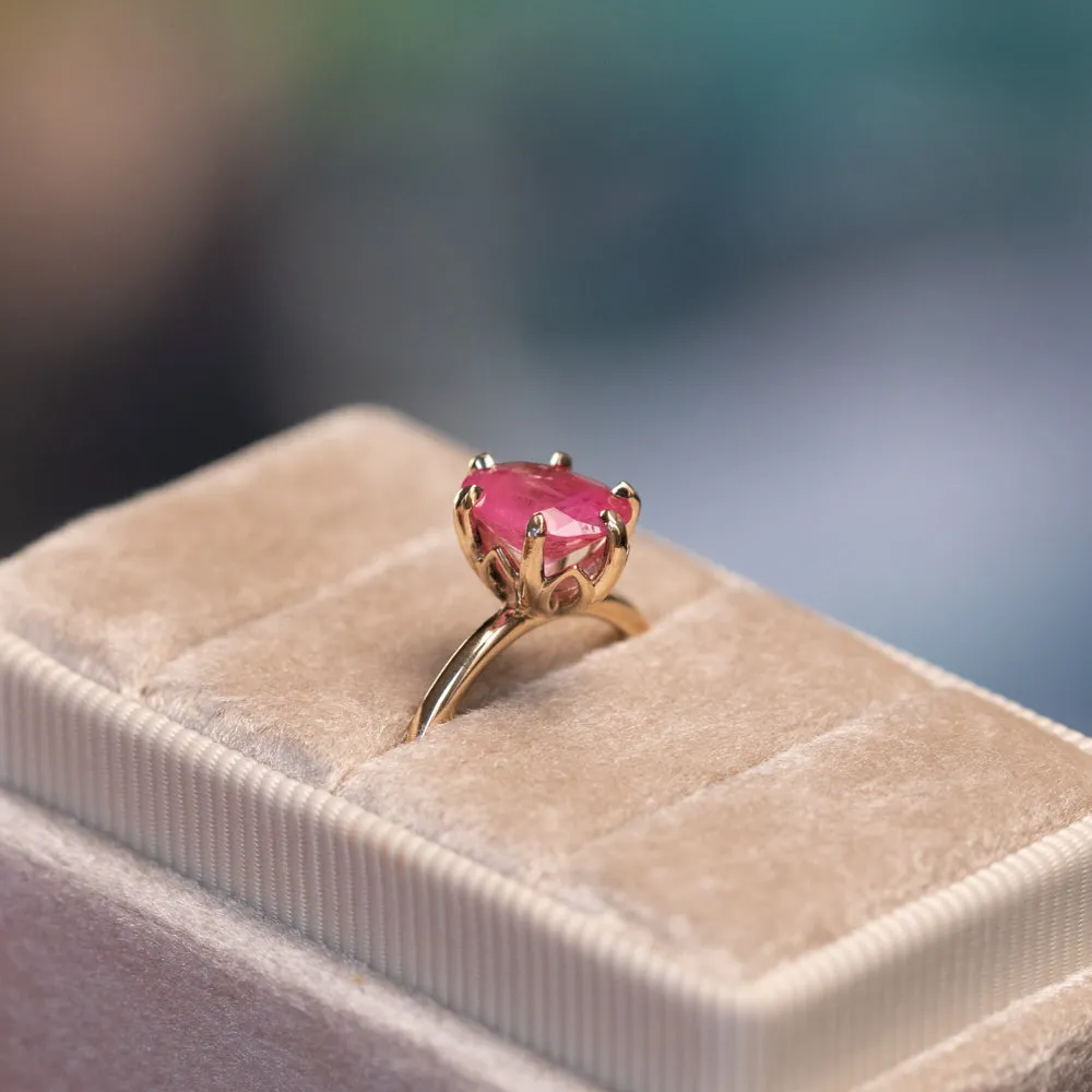 1.75ct Mozambique Pink Oval Sapphire Lotus Solitaire in 14k Yellow Gold