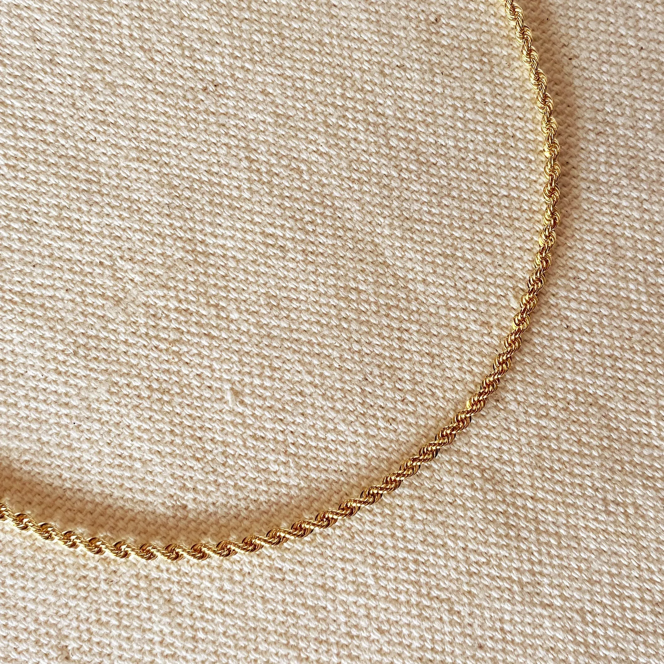 18k Solid Gold 1.8mm Rope Chain