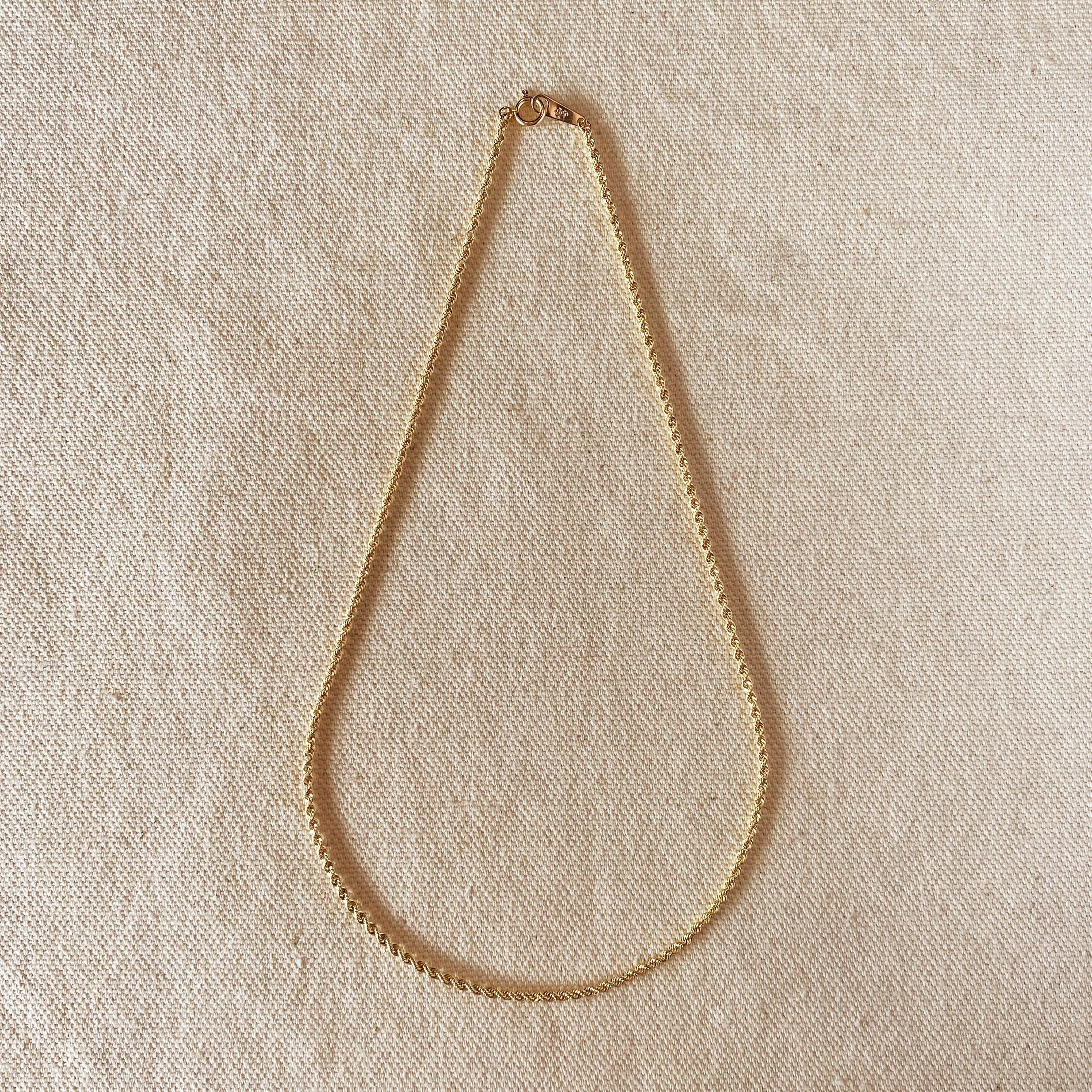 18k Solid Gold 1.8mm Rope Chain