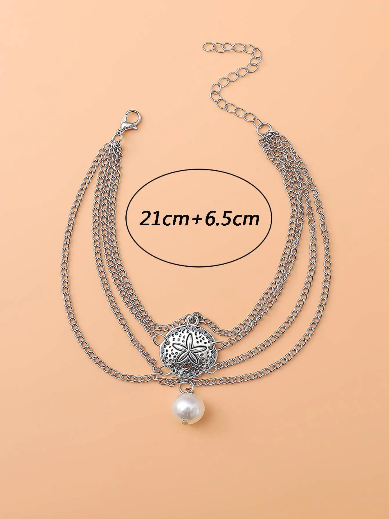 1pc Fashion Zinc Alloy Faux Pearl & Flower Pattern Anklet Chain For Women For Travel