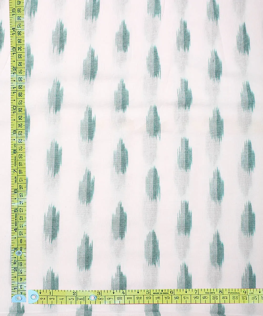 2.5 m Offwhite light green cotton handloom pochampally ikat fabric