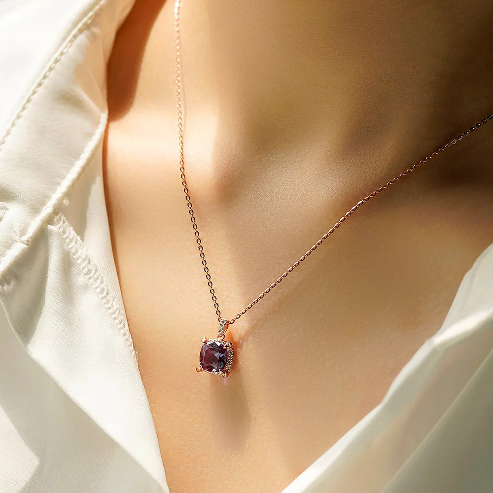 3 CT. Cushion Cut Alexandrite Moissanite Pave Pendant