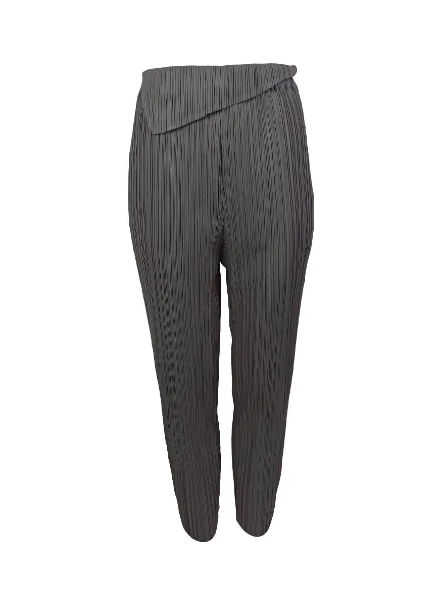 3230076 Reversed Waist Pleats Pants *Grey