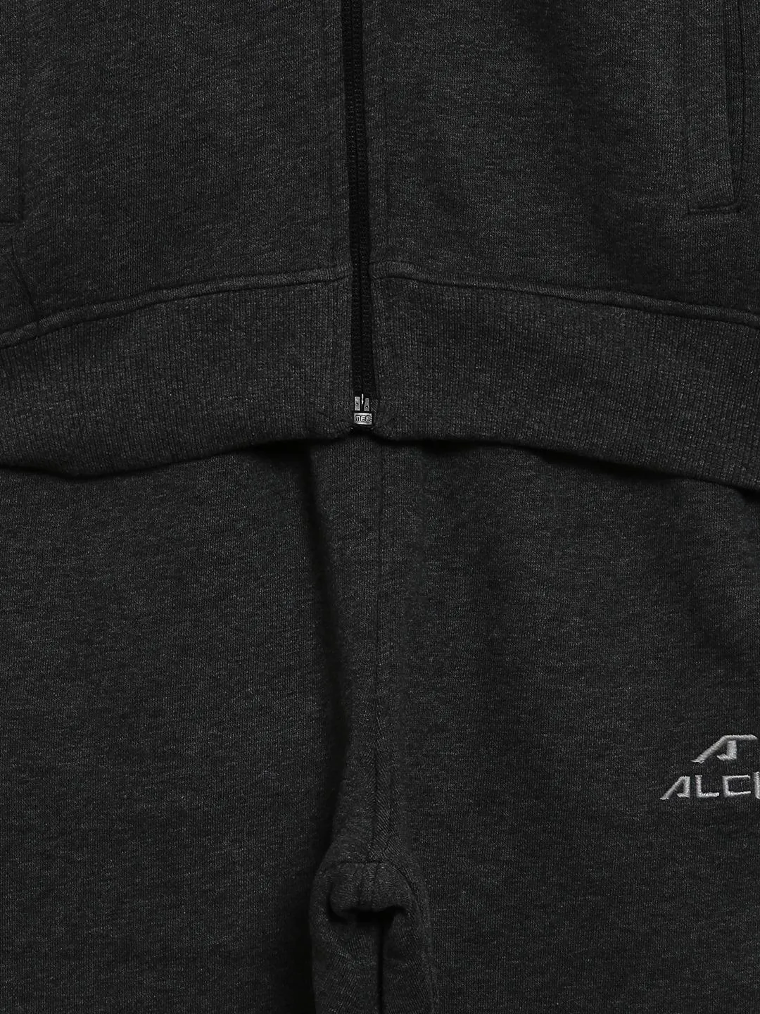 Alcis Boys Charcoal Grey Solid Hooded Tracksuit