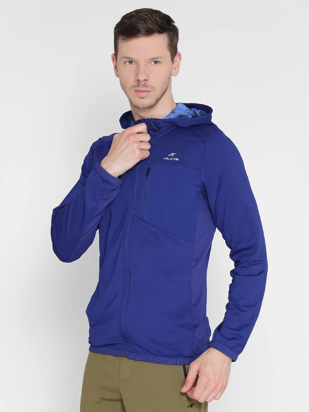 Alcis Men Blue Solid Lightweight Hooded Jacket