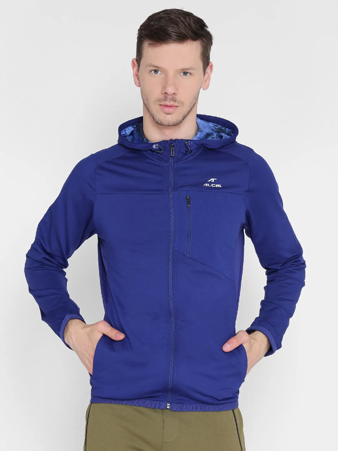 Alcis Men Blue Solid Lightweight Hooded Jacket