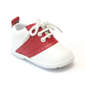 Angel Baby Boys White Red Lace Up Oxfords