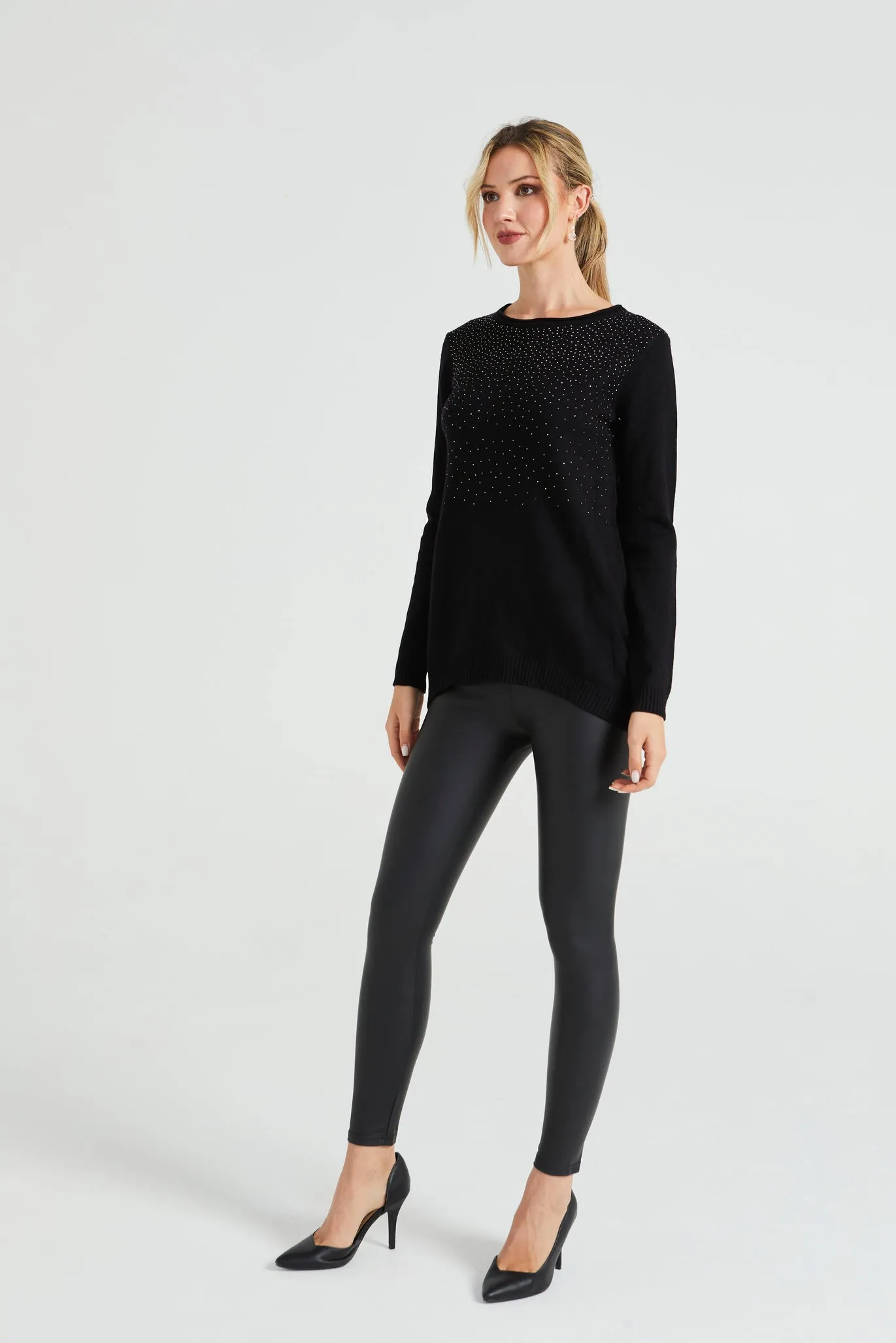 Angeleye Sequin Knit Jumper With Buttoned Back