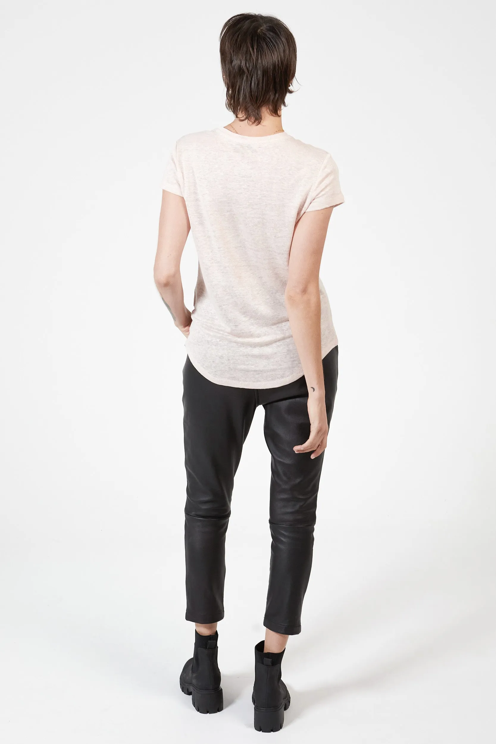 ASHTON LINEN TEE - SOFT PINK