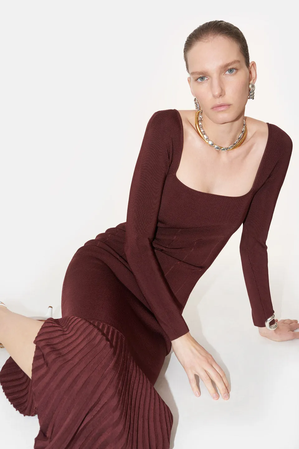 Atalanta Long Sleeved Dress - Rosewood