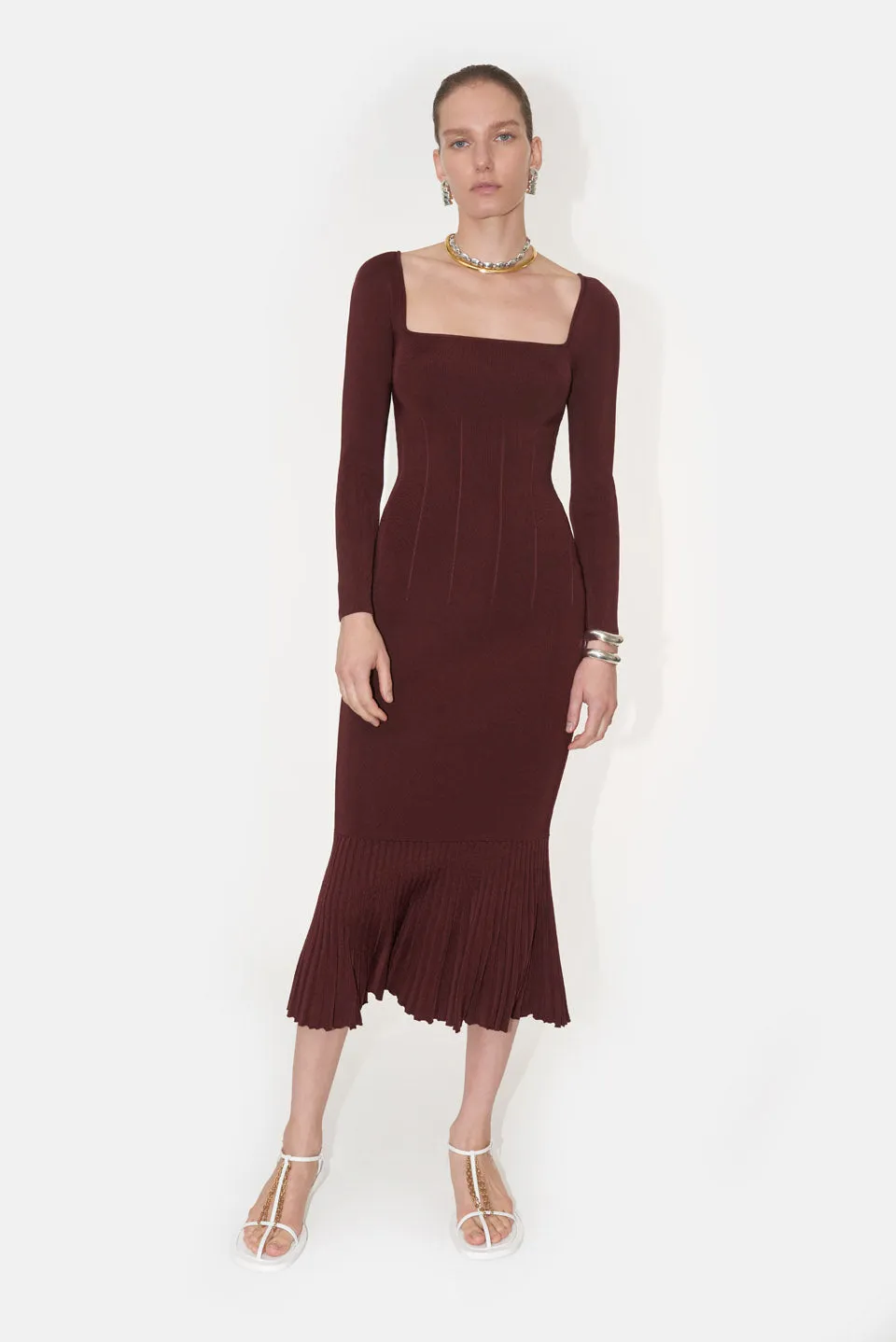 Atalanta Long Sleeved Dress - Rosewood