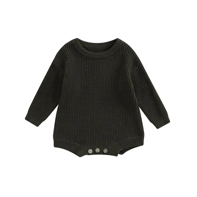 Baby Deluxe Sweater Knit Long Sleeve Romper Onesie Layette