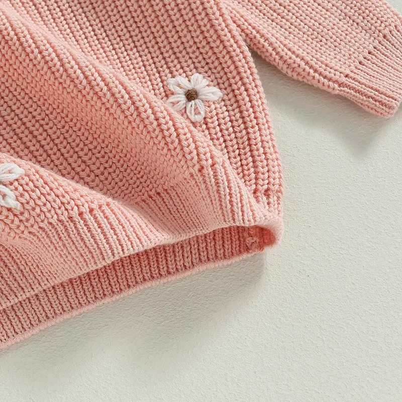 Baby/Little Kids Sweater - Pink Floral Accent