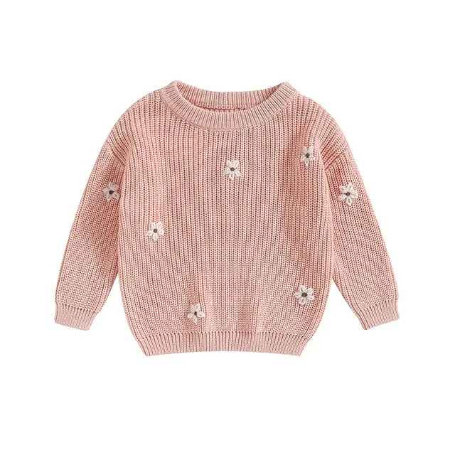 Baby/Little Kids Sweater - Pink Floral Accent