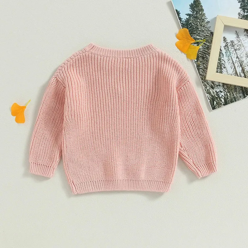 Baby/Little Kids Sweater - Pink Floral Accent