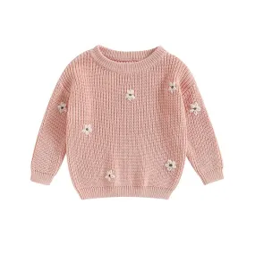 Baby/Little Kids Sweater - Pink Floral Accent