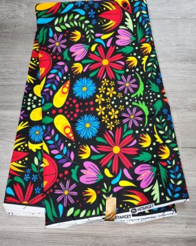 Black Multicolor African Print Fabric, Ankara Fabric