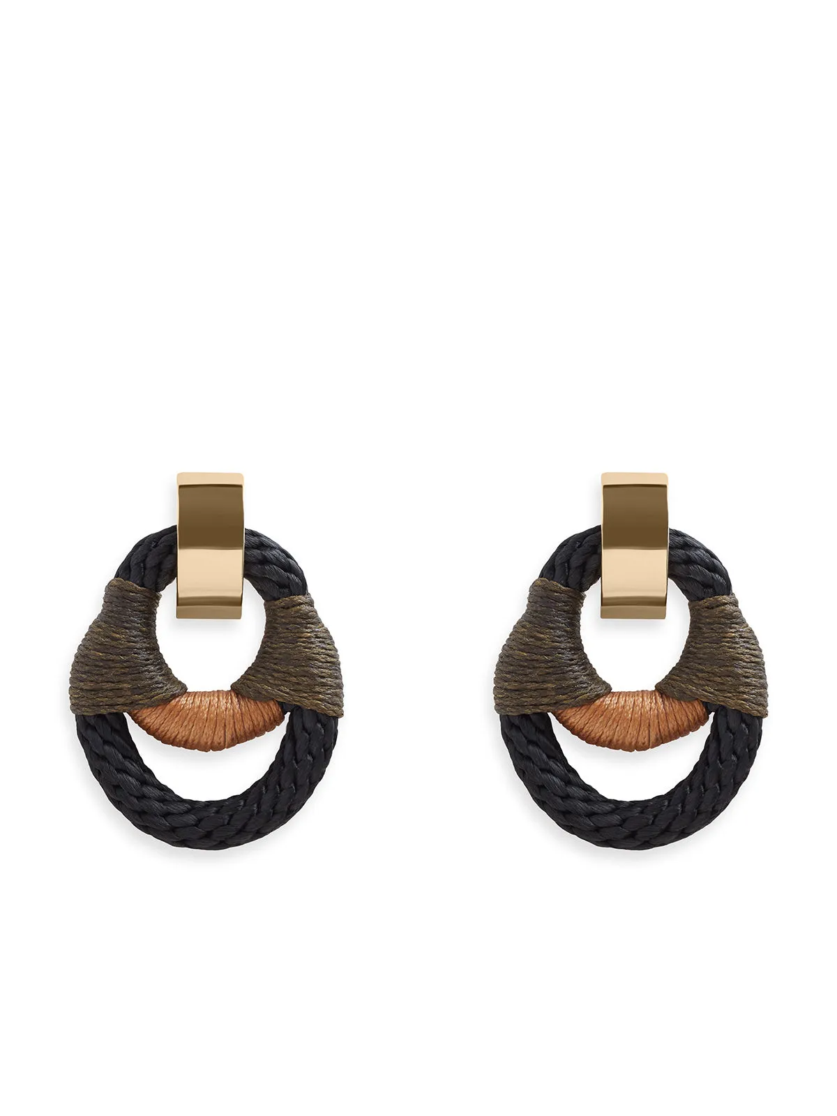 Black, Olive & Camel Vessel Earrings