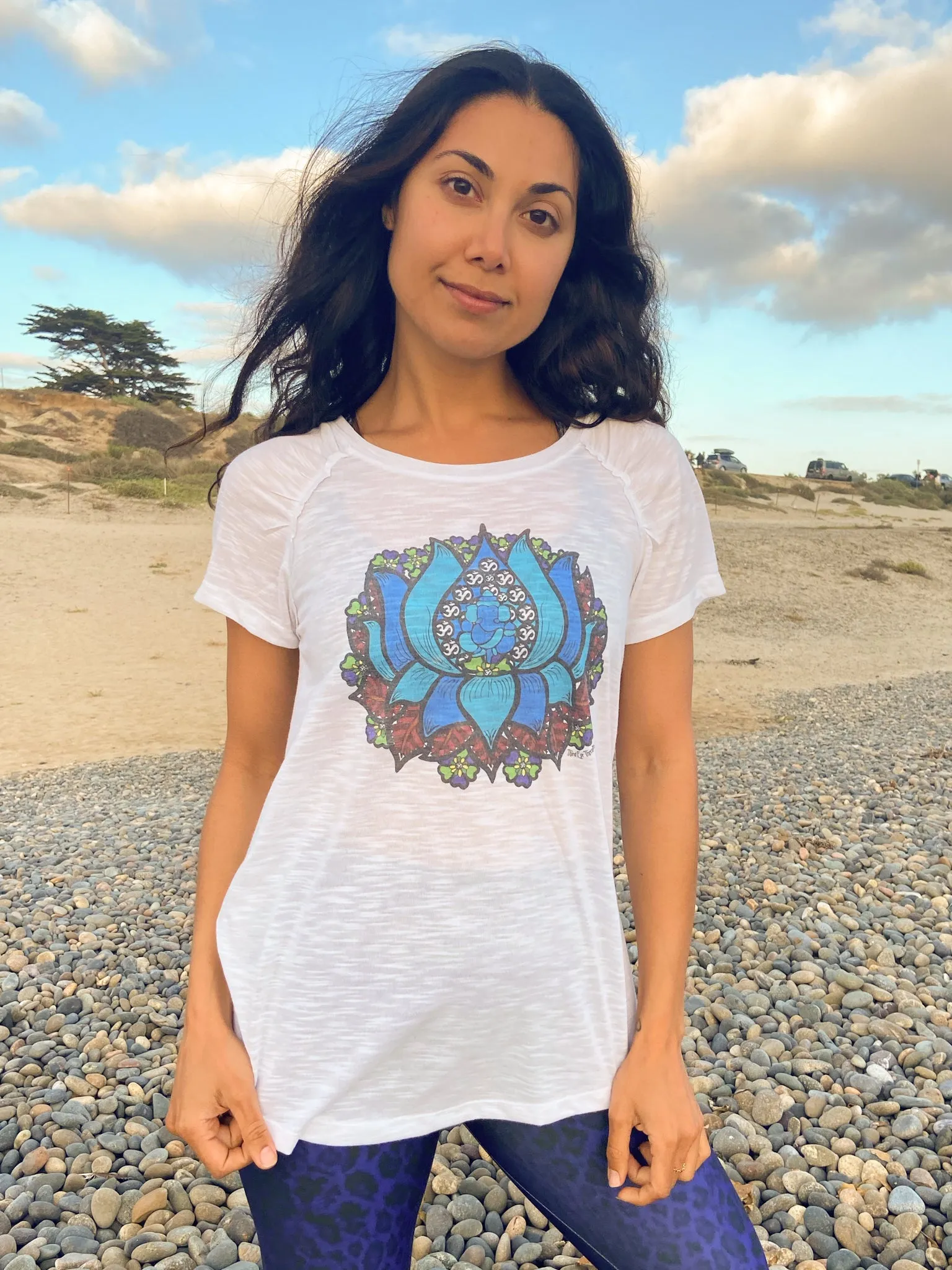 Blue Lotus Shirred Raglan Tee