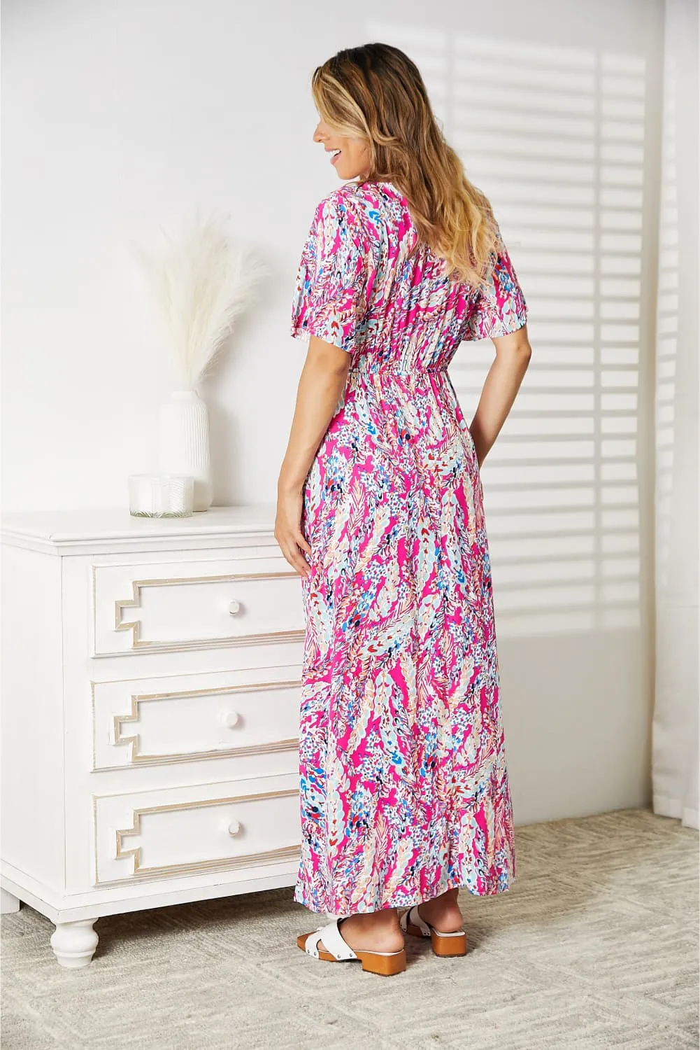 Bohemian Flowy Maxi Dress Double Take Multicolored V-Neck Maxi Dress