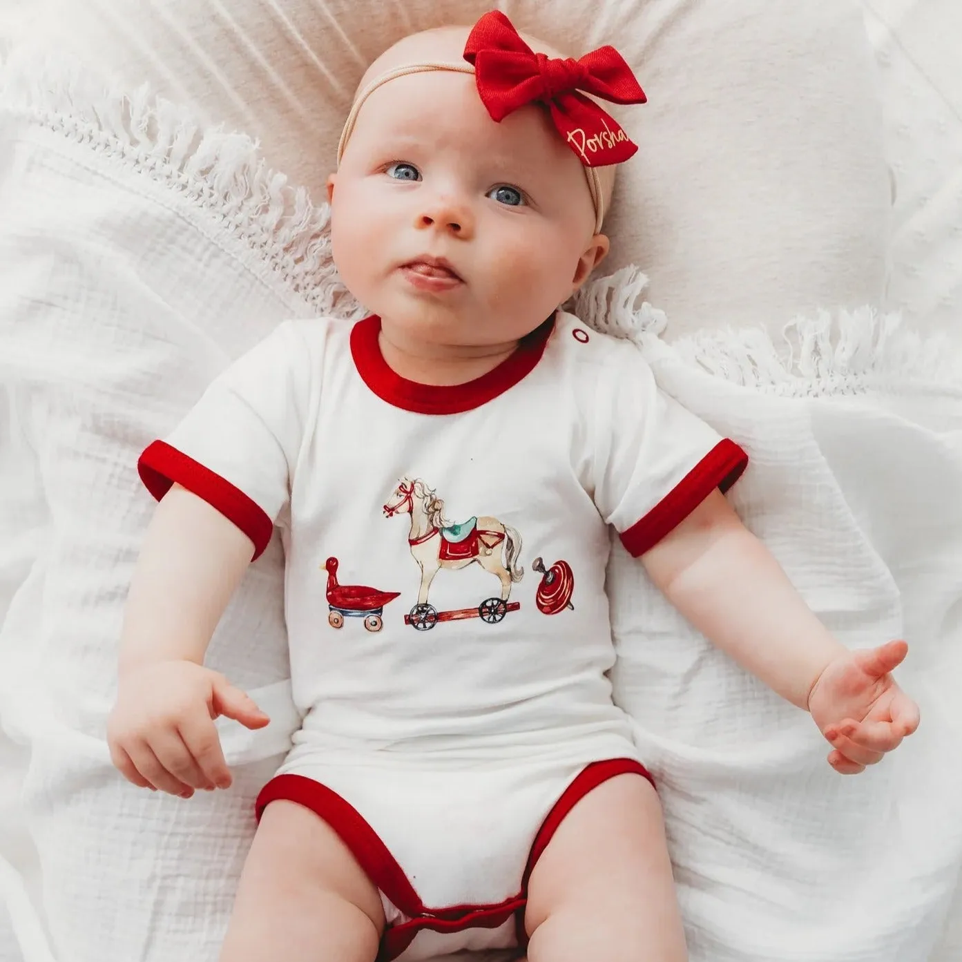 Child Of Mine Organic Cotton Bodysuit - Red Vintage Toys