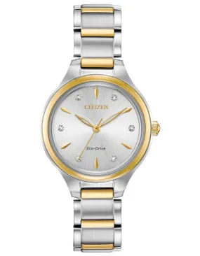 Citizen Ladies Eco-Drive Corso Watch - Two-Tone - Diamond Markers - Bracelet