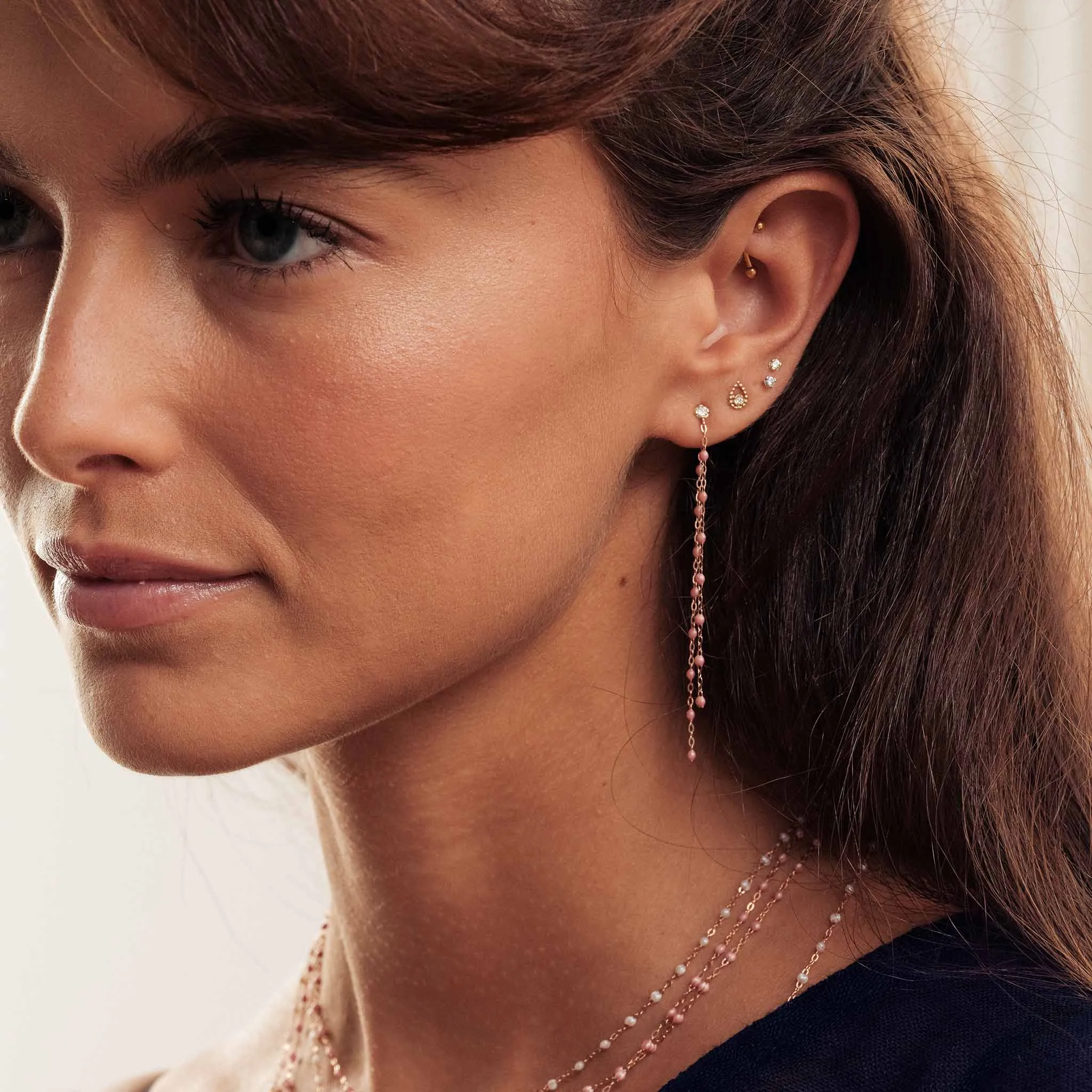 Classic Gigi dangling Blush diamond earrings, Rose Gold