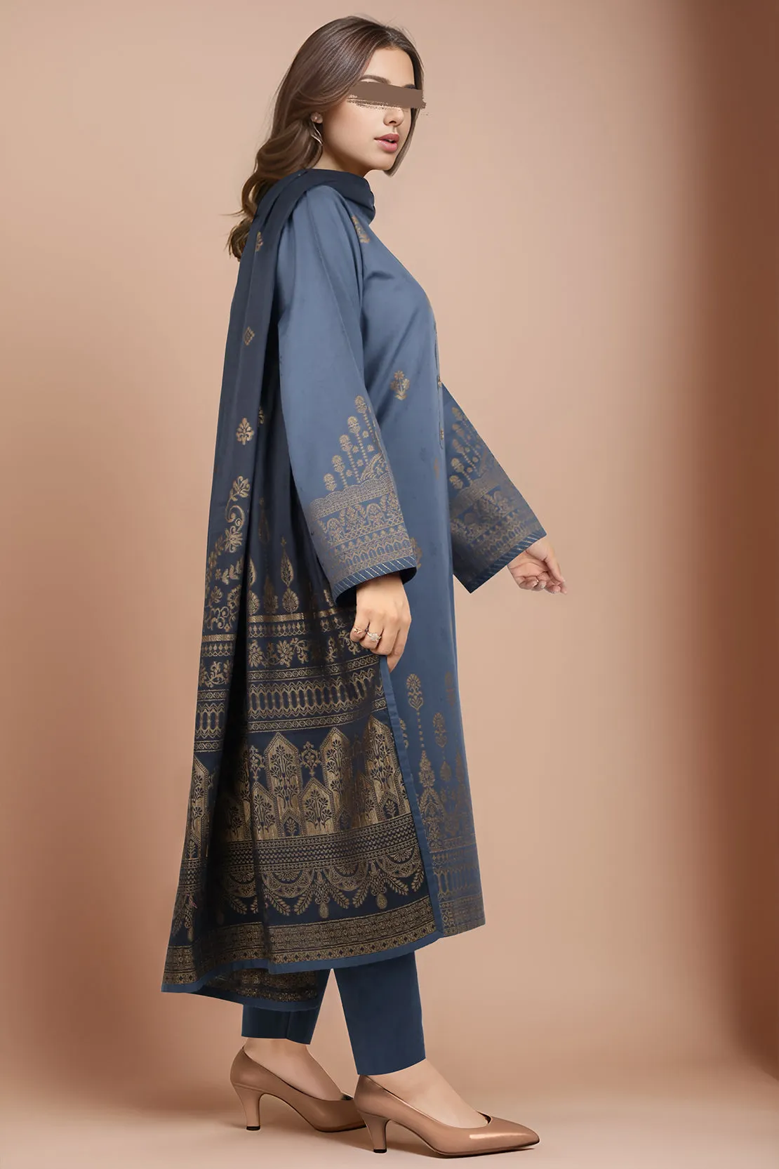 Cotton Jacquard Stitched 2 Piece (Shirt/Dupatta)