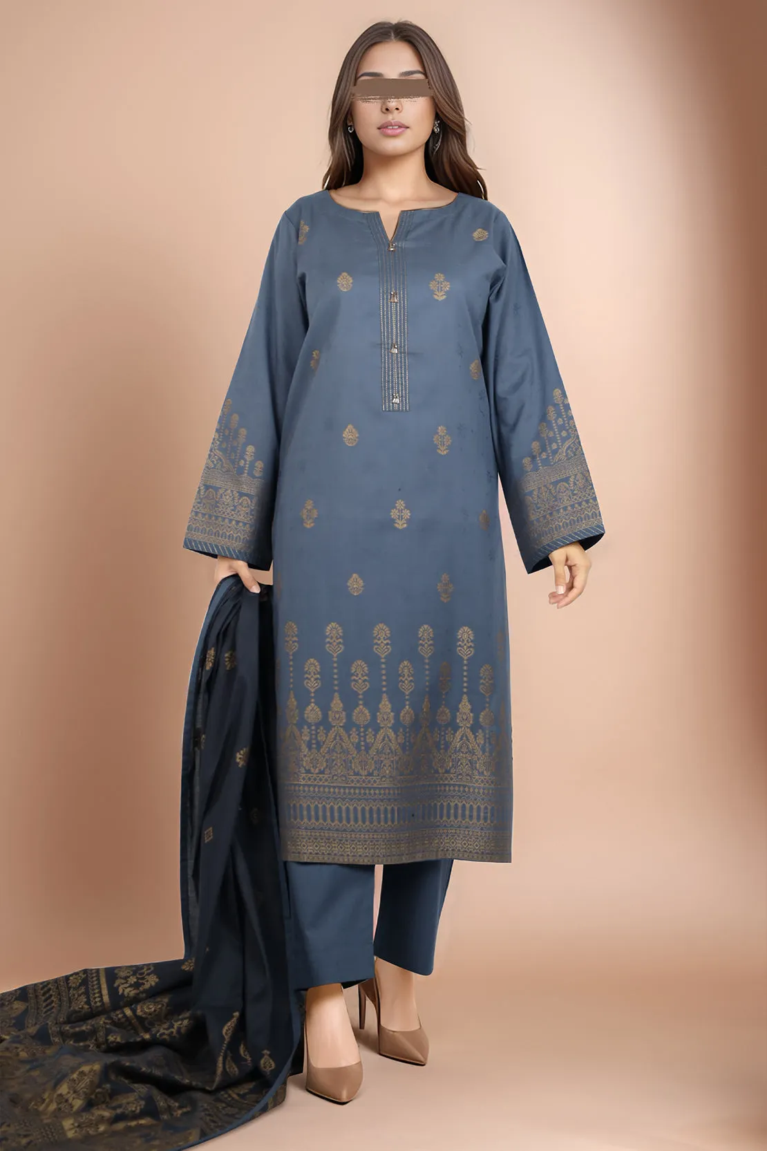 Cotton Jacquard Stitched 2 Piece (Shirt/Dupatta)