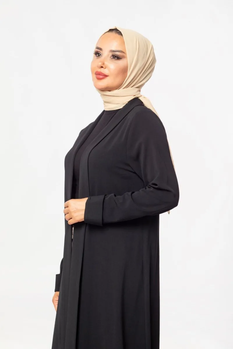 Crepe Waterfall Cardigan - Black