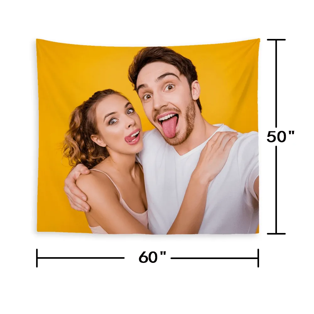 Custom Couple Photo Tapestry Short Plush Wall Decor Hanging Painting