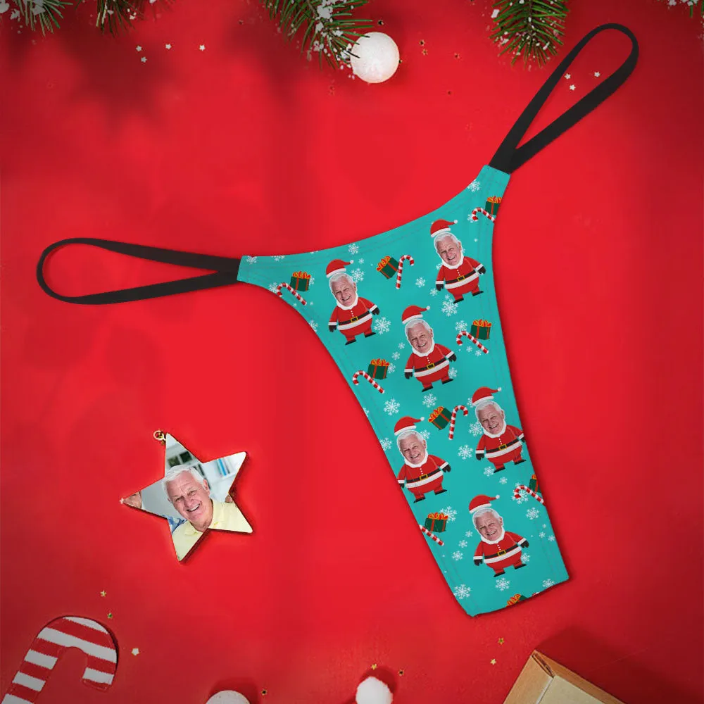 Custom Face Christmas Women's Tanga Thong Santa Gifts