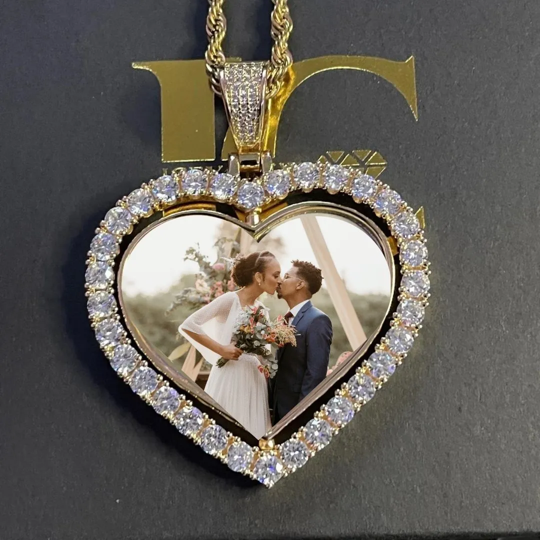 Custom Heart Double Sided Spinning Photo Pendant