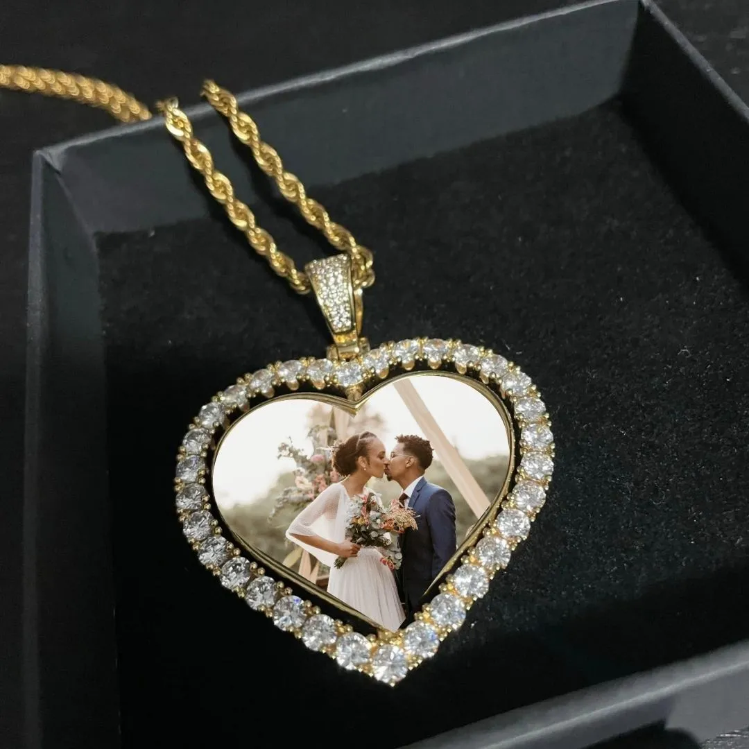 Custom Heart Double Sided Spinning Photo Pendant