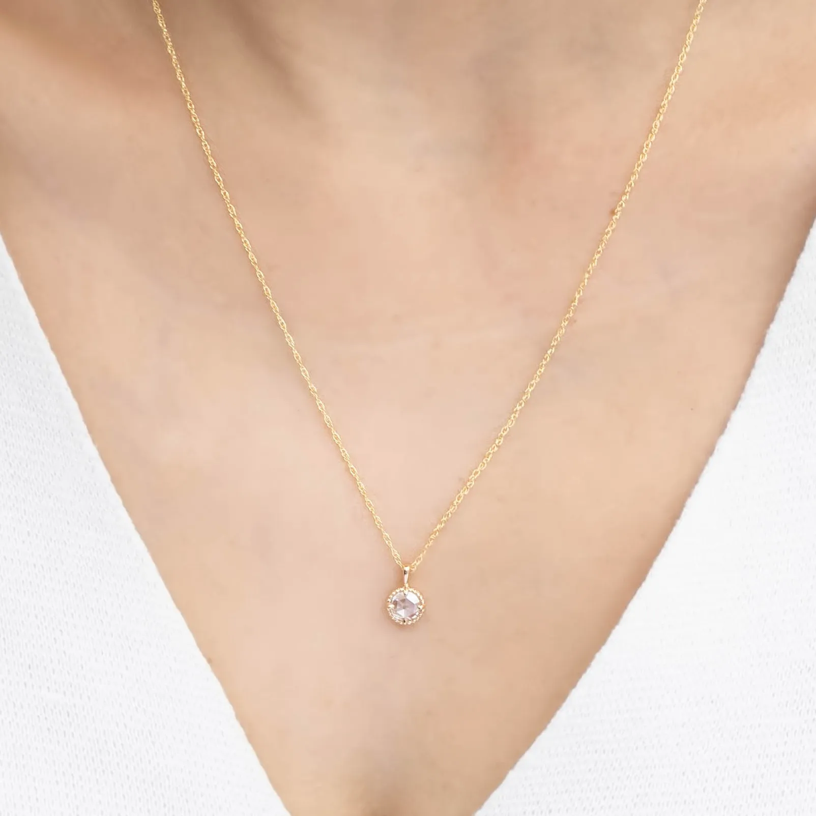 Dahlia 0.30ct Rose Cut Diamond Solitaire Necklace