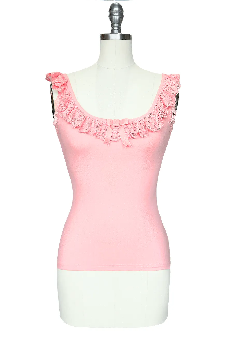 D'Amour Follies Madam Ruffle Singlet (Rose Pink)