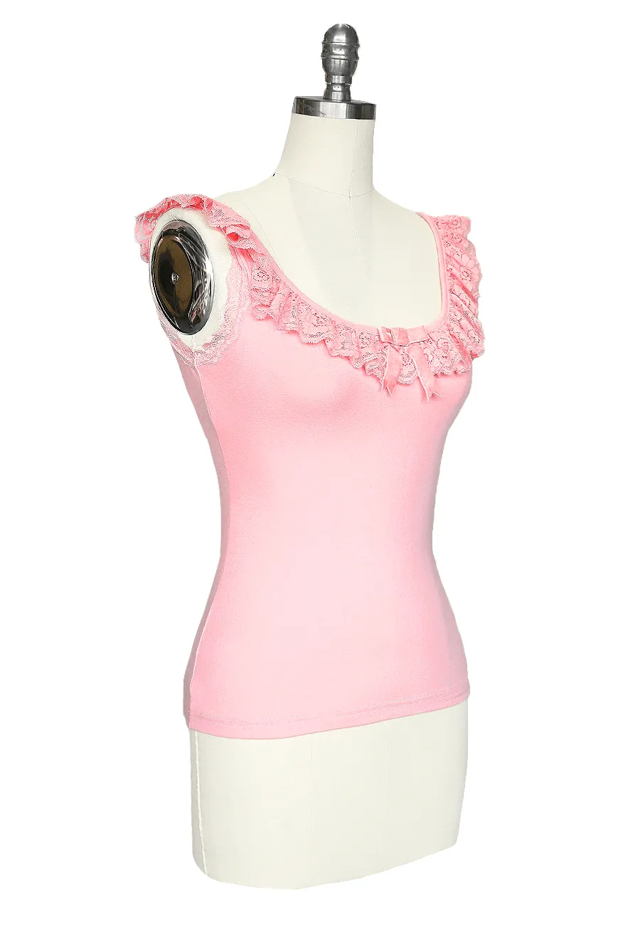 D'Amour Follies Madam Ruffle Singlet (Rose Pink)