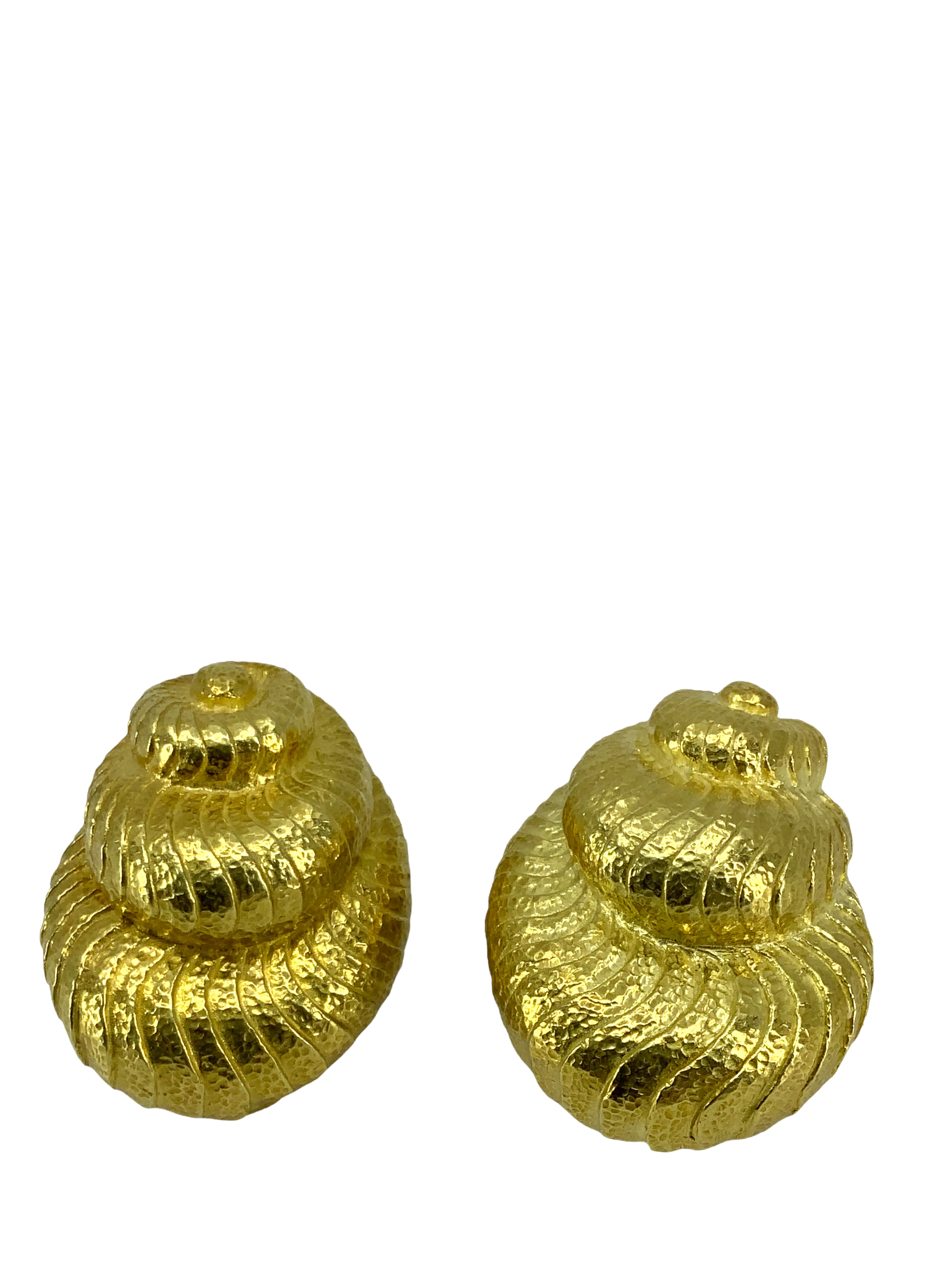 David Webb 18k Gold Shell Earrings